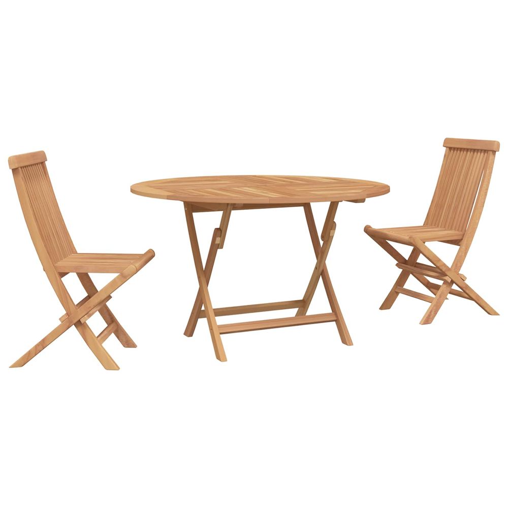 Ensemble bistro de jardin 3 pc naturel bois de teck massif