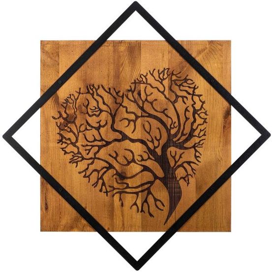 Décoration murale en métal et bois arbre modèle 9