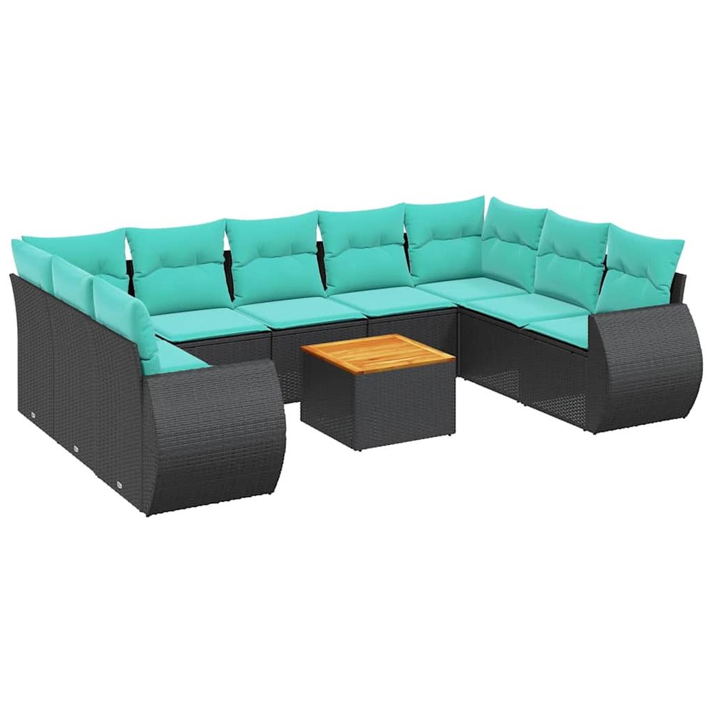 Ensemble de canapé de jardin 10 pcs avec coussins noir
