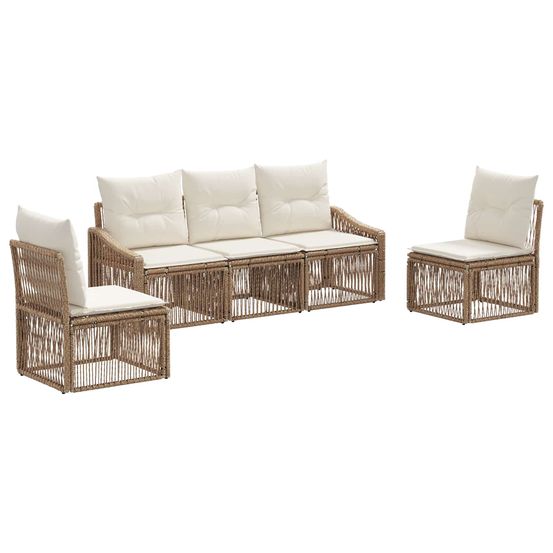 Ensemble de canapé de jardin 5 pc beige polyrotin