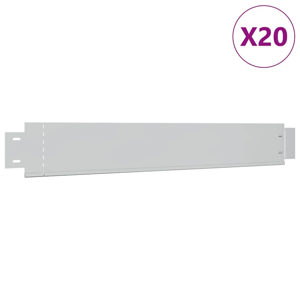 Clôture de pelouse flexible 20 pcs acier galvanisé 100x14 cm