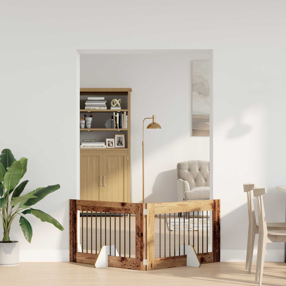 Clôture barrière pour chien bois intérieur pliable 200,5cm bois ancien