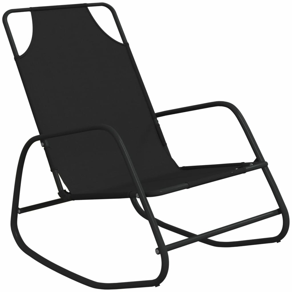Chaise longue à bascule noir acier et textilène