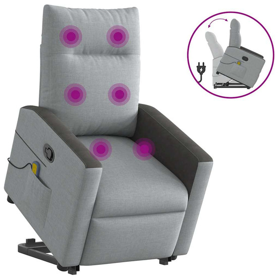 Fauteuil de massage inclinable gris clair tissu