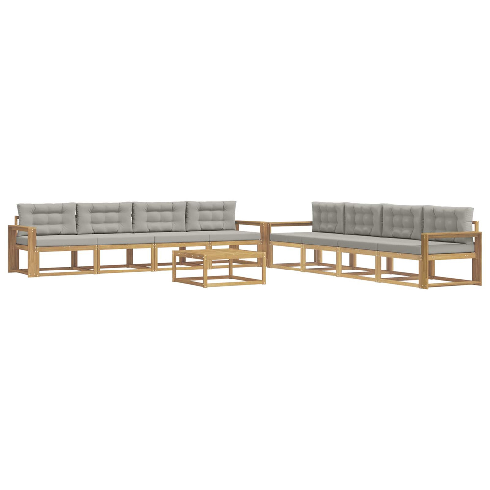 Ensemble de canapés d'extérieur 9 pcs blanc et gris clair