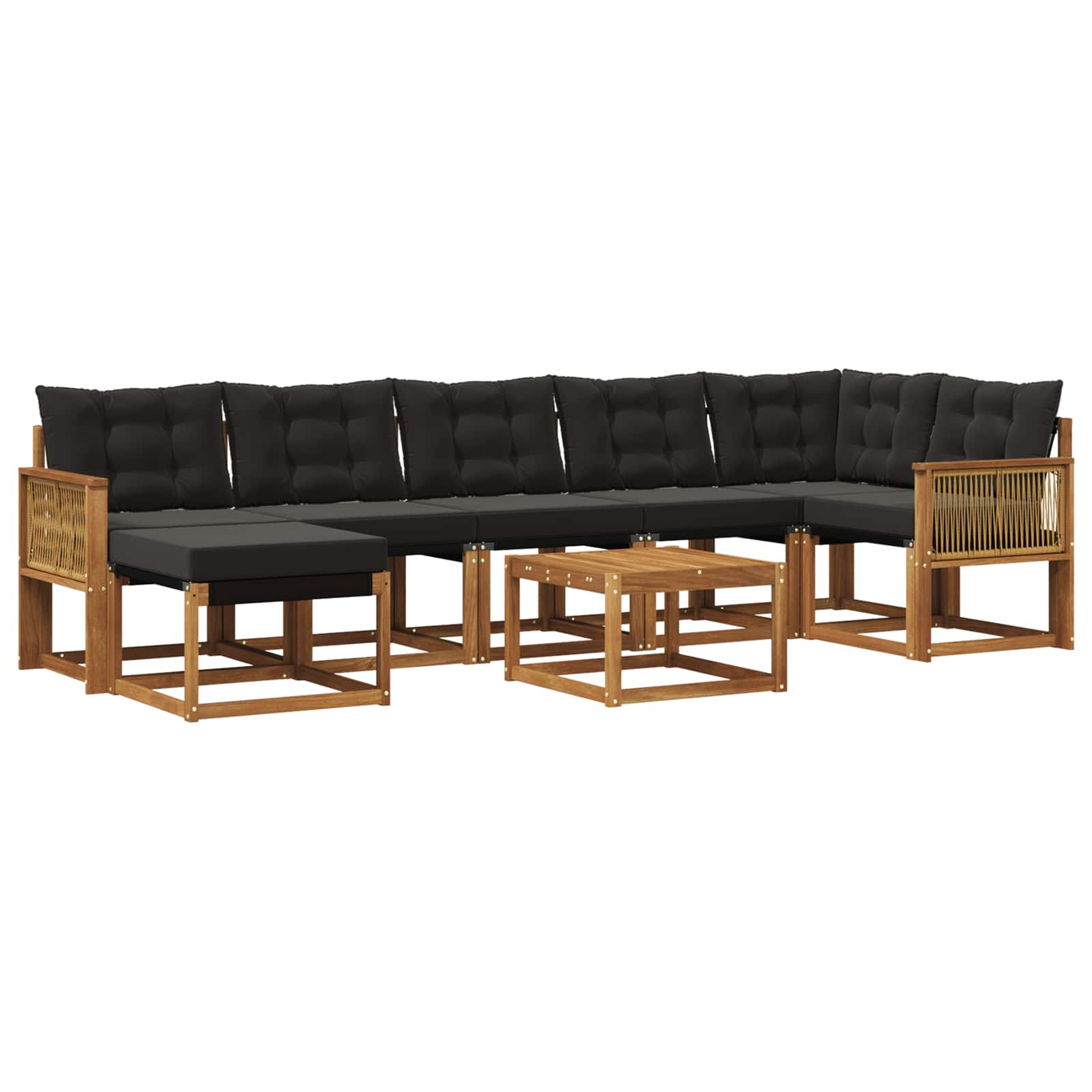 Ensemble de canapés d'extérieur 8 pcs naturel et noir