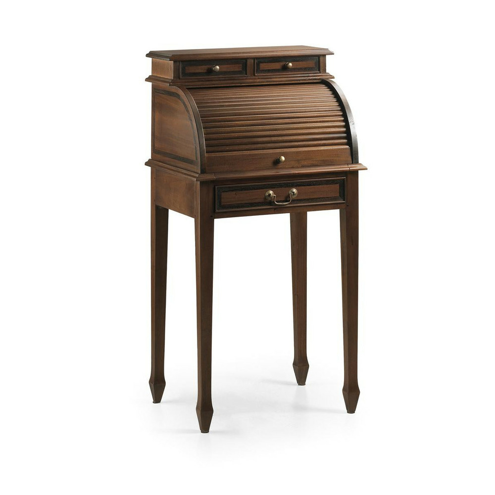 Bureau 5 tiroirs bronze bois marron - helvinia décoration d'autrefois