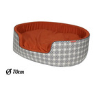 Tyrol corbeille ovale pour chien moyen/grand, mousse et coussin ouatine reverversible, panier couchage confort, design ethnique