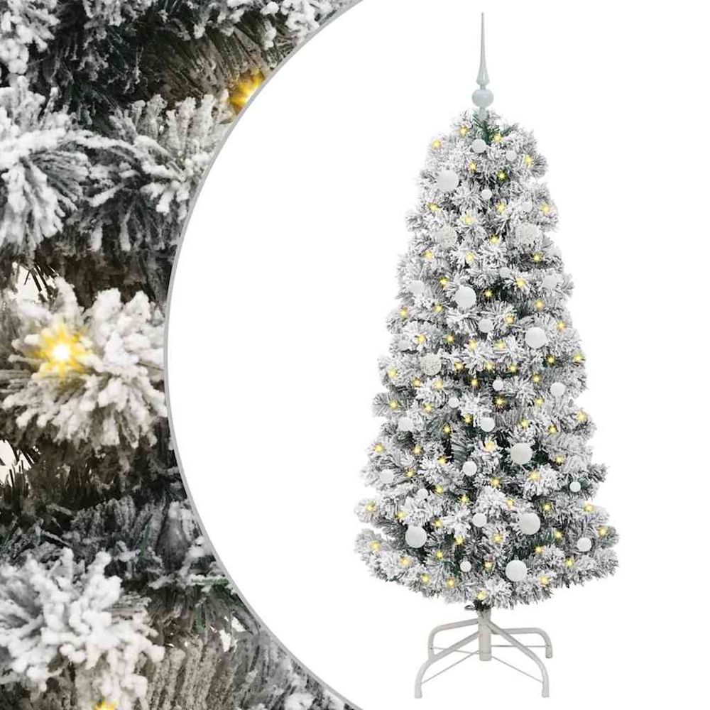 Sapin de noël artificiel à branches articulées vert et blanc