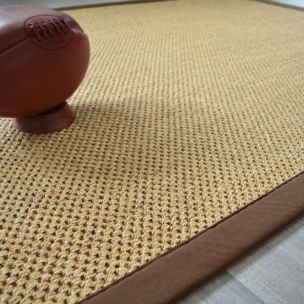 Tapis sisal - kidara chaume - ganse brune - 200 x 290 cm