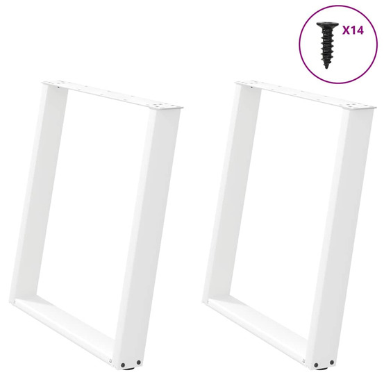 Pieds de table à manger en u 2 pièces blanc 70 x (72-73) cm acier