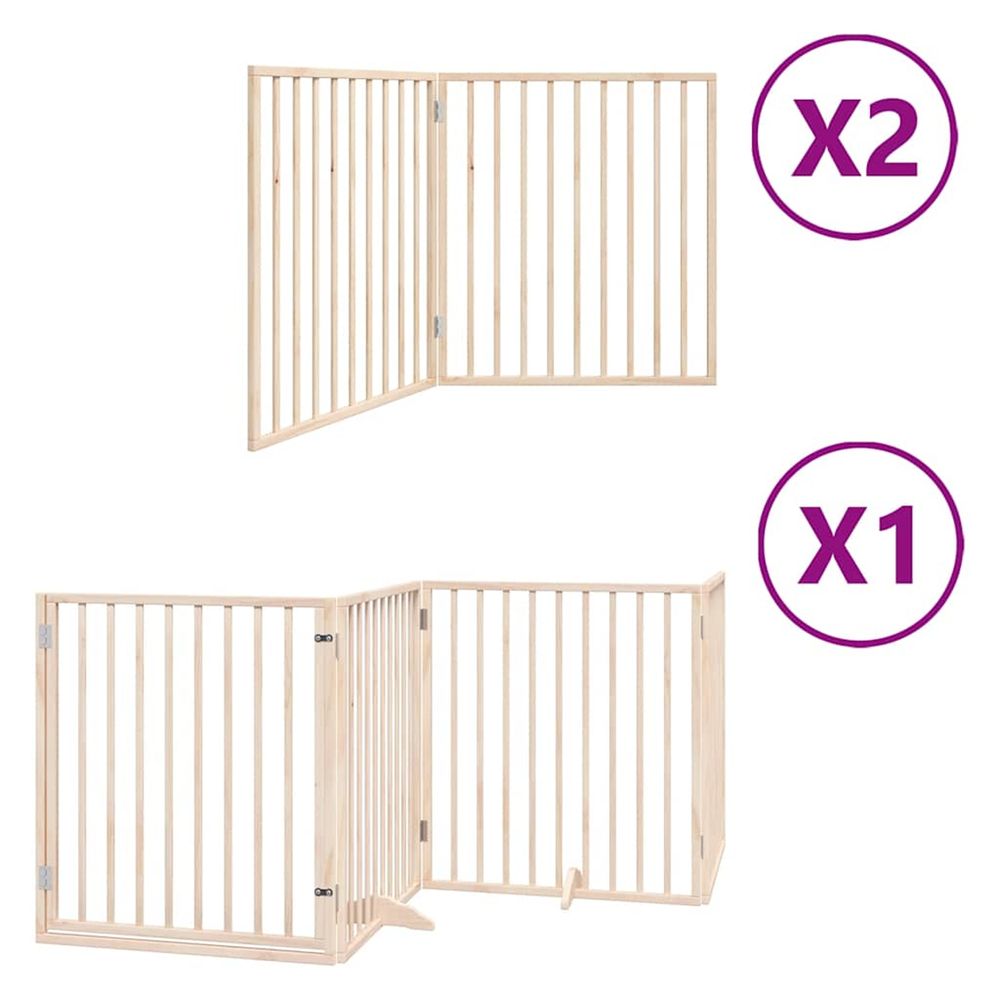 Barrière pour chien porte pliable 8 panneaux bois de peuplier
