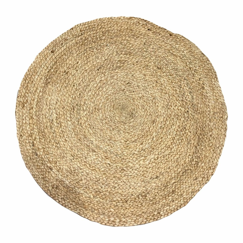 Tapis rond en jute ethnique home - diam. 120 cm - beige