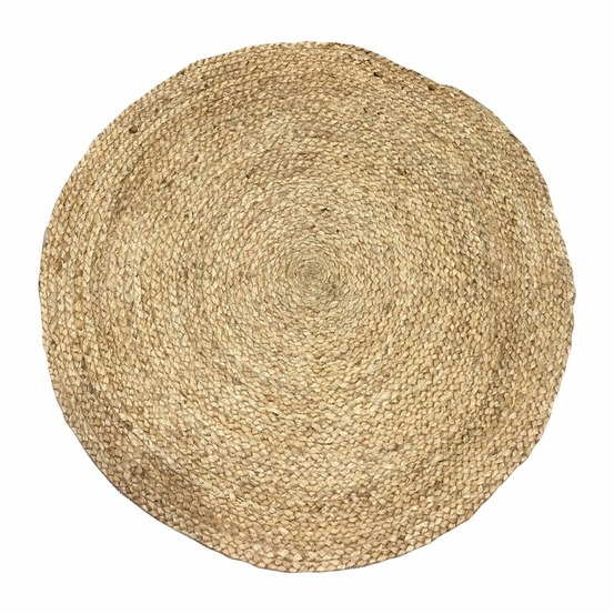 Tapis rond en jute ethnique home - diam. 120 cm - beige