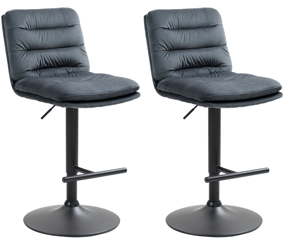 Lot de 2 tabourets de bar damar velours noir