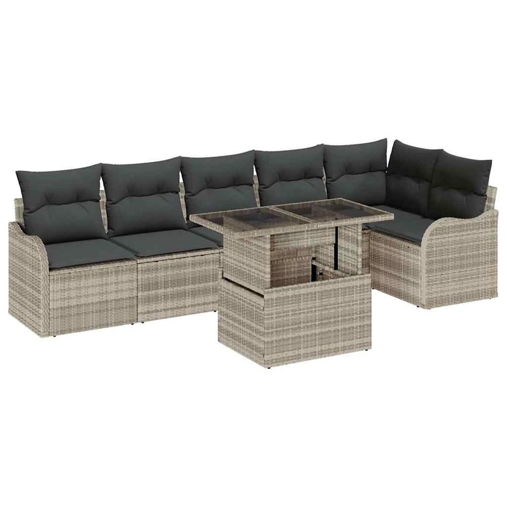 Ensemble de canapé de jardin 7 pc gris clair poly rattan