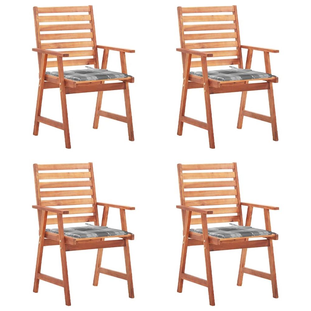 Chaises à manger d'extérieur lot de 4 et coussins acacia massif