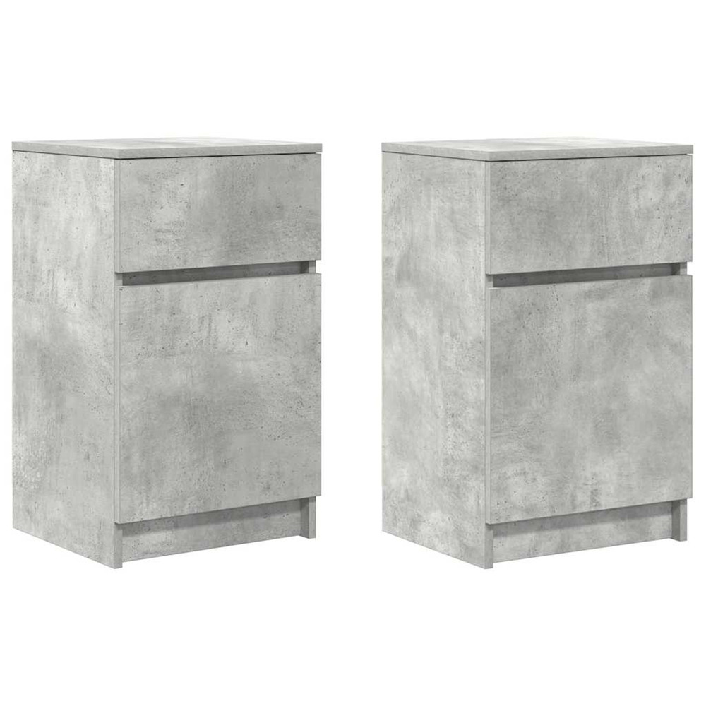 Tables de chevet 2 pcs gris béton 39x35x65 cm bois ingénierie