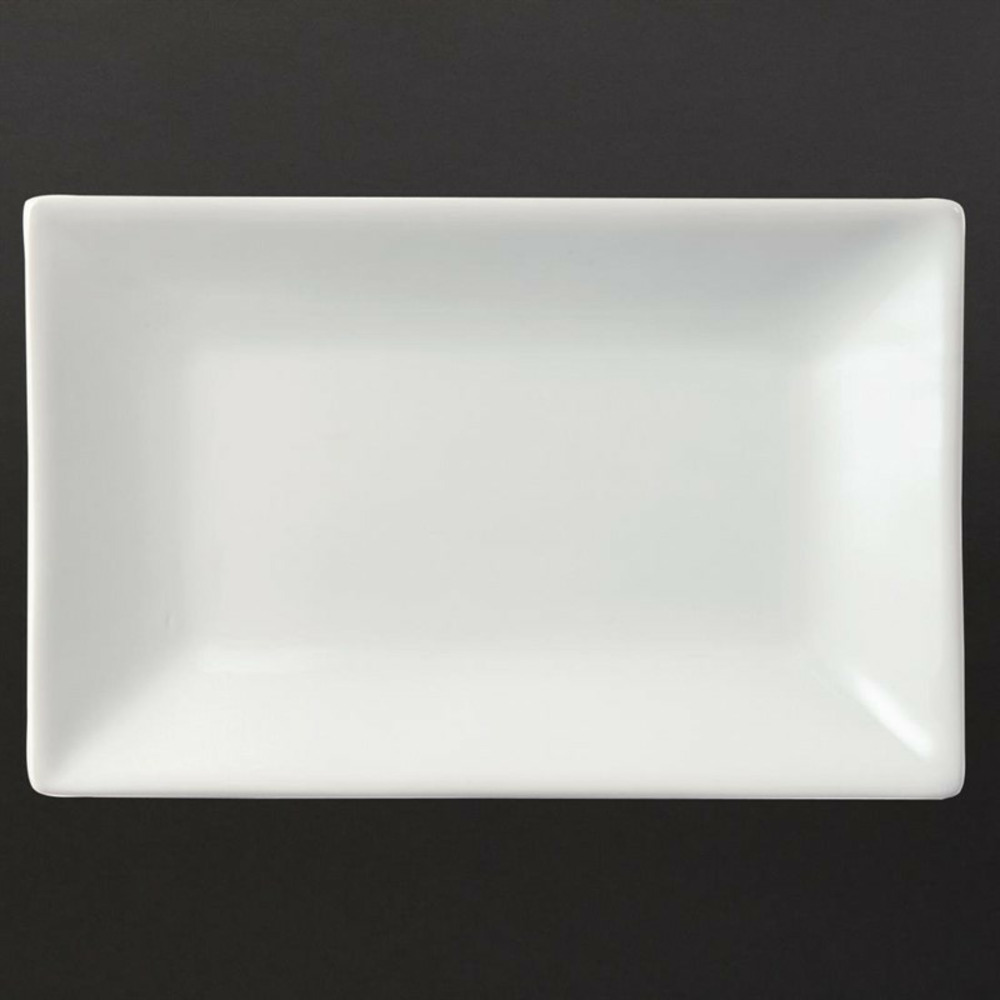 Plat rectangulaire de service en porcelaine blanche 200 x 130 mm - lot de 6 - olympia