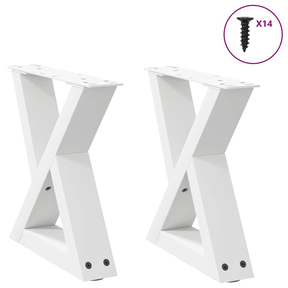 Pieds de table basse 2 pièces blanc 40 x (30-31,3) cm acier