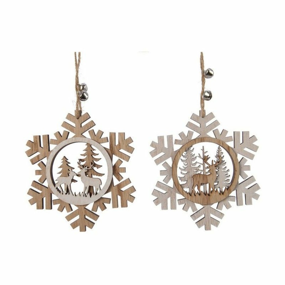 Décorations de noël decoris 12 x 0,7 x 12 cm bois multicouleur