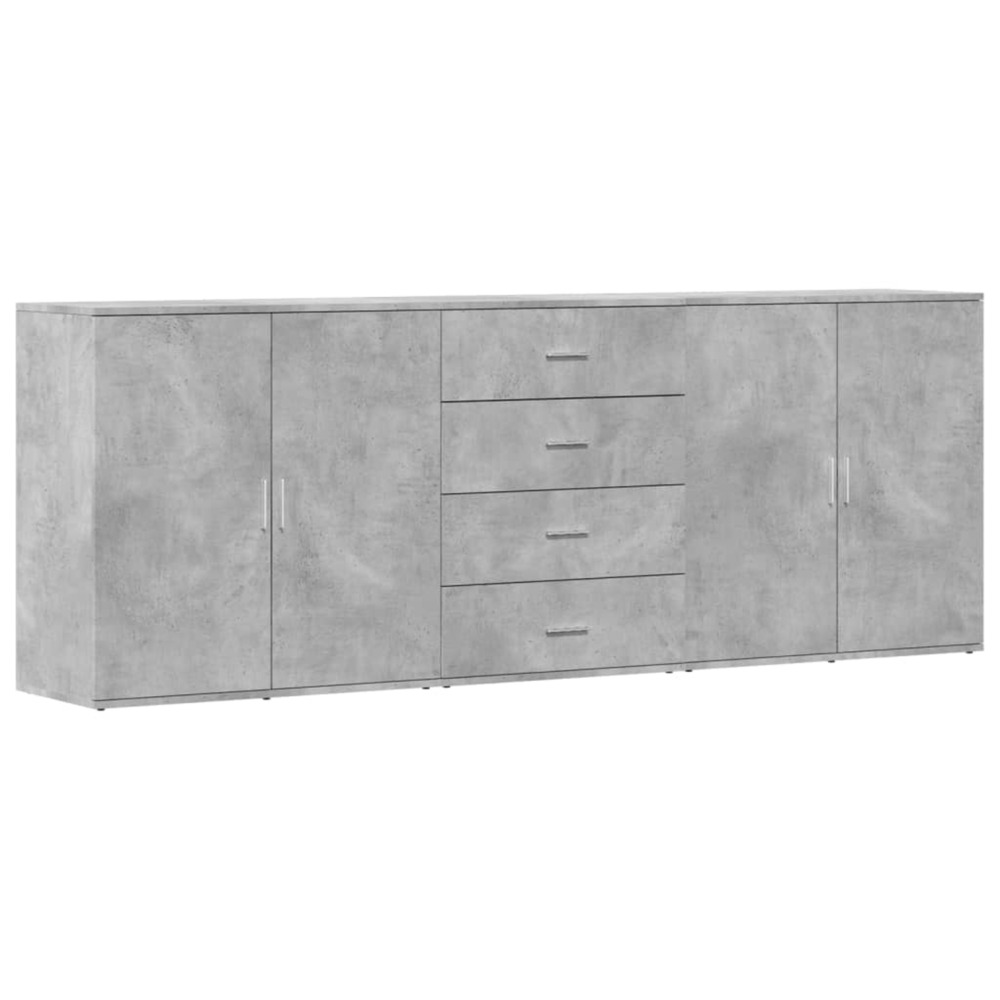 Buffets 3 pcs gris béton bois d'ingénierie