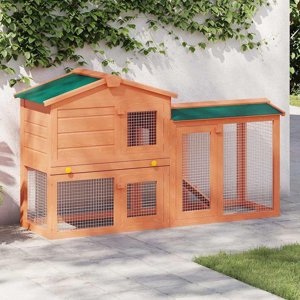Grand clapier en bois xxl 145cm avec enclos pour lapins et rongeurs