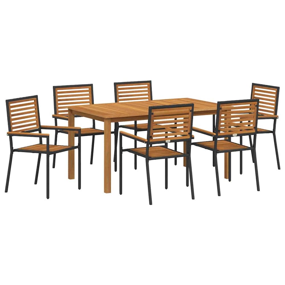 Ensemble de salle à manger pour jardin 7 pc noir