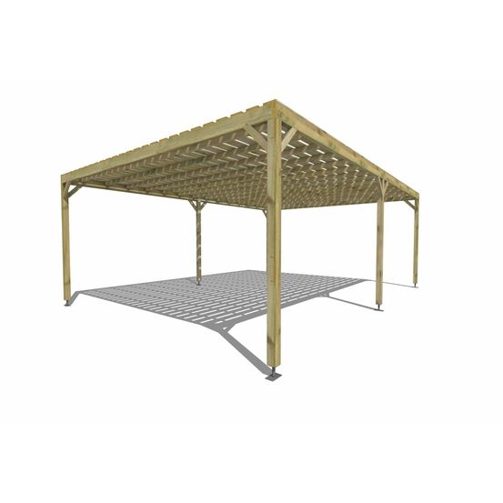 Pergola bois • 7m x 5m • indépendante • sens profondeur • platelage bois • livraison comprise