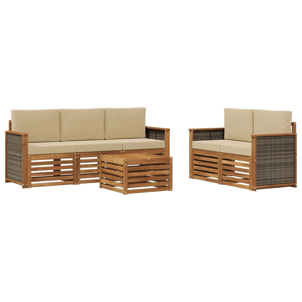 Ensemble de canapés d'extérieur 6 pc naturel et beige