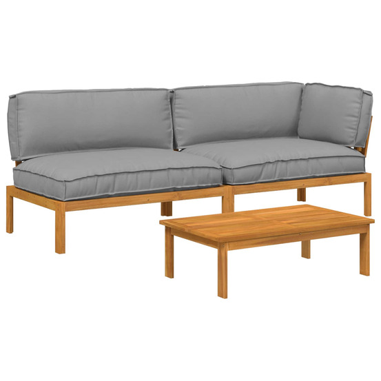 Ensemble de canapés uni 3 pcs crème bois d'acacia massif