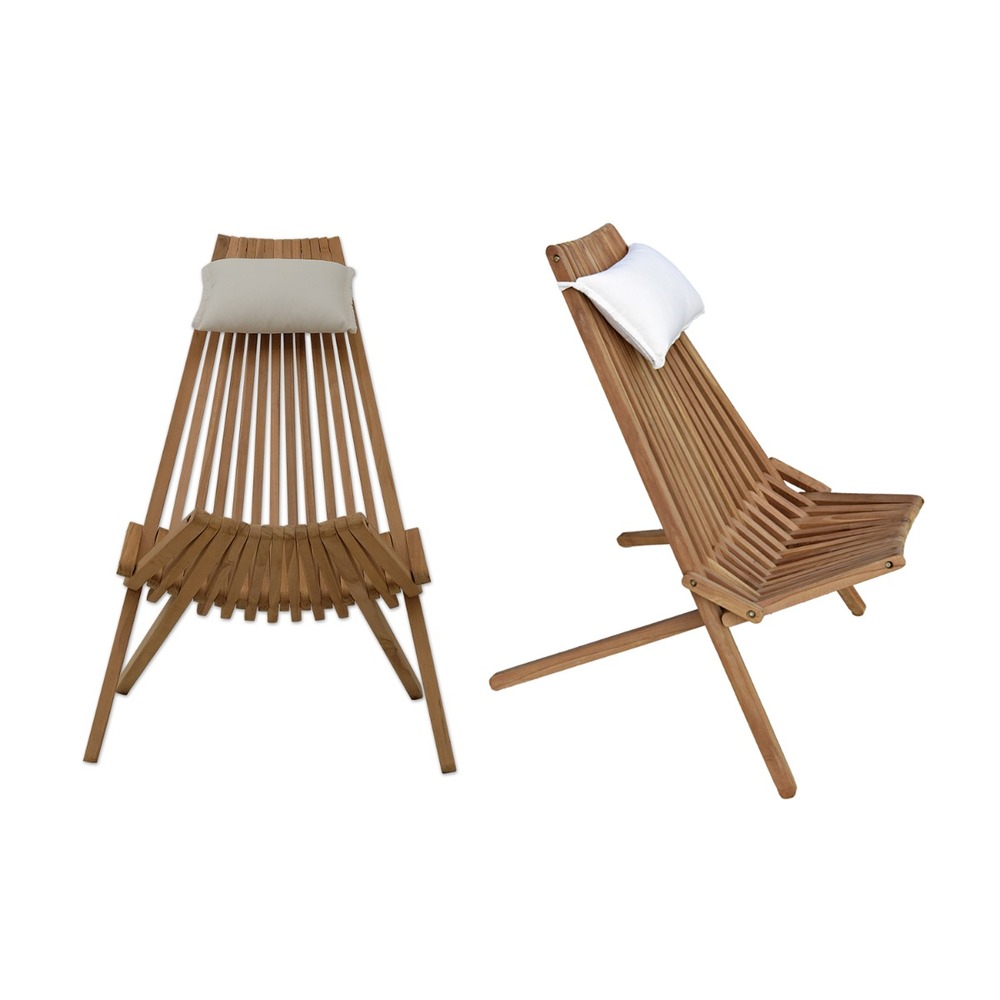 Chaises longues pliables en teck massif santiago (lot de 2)