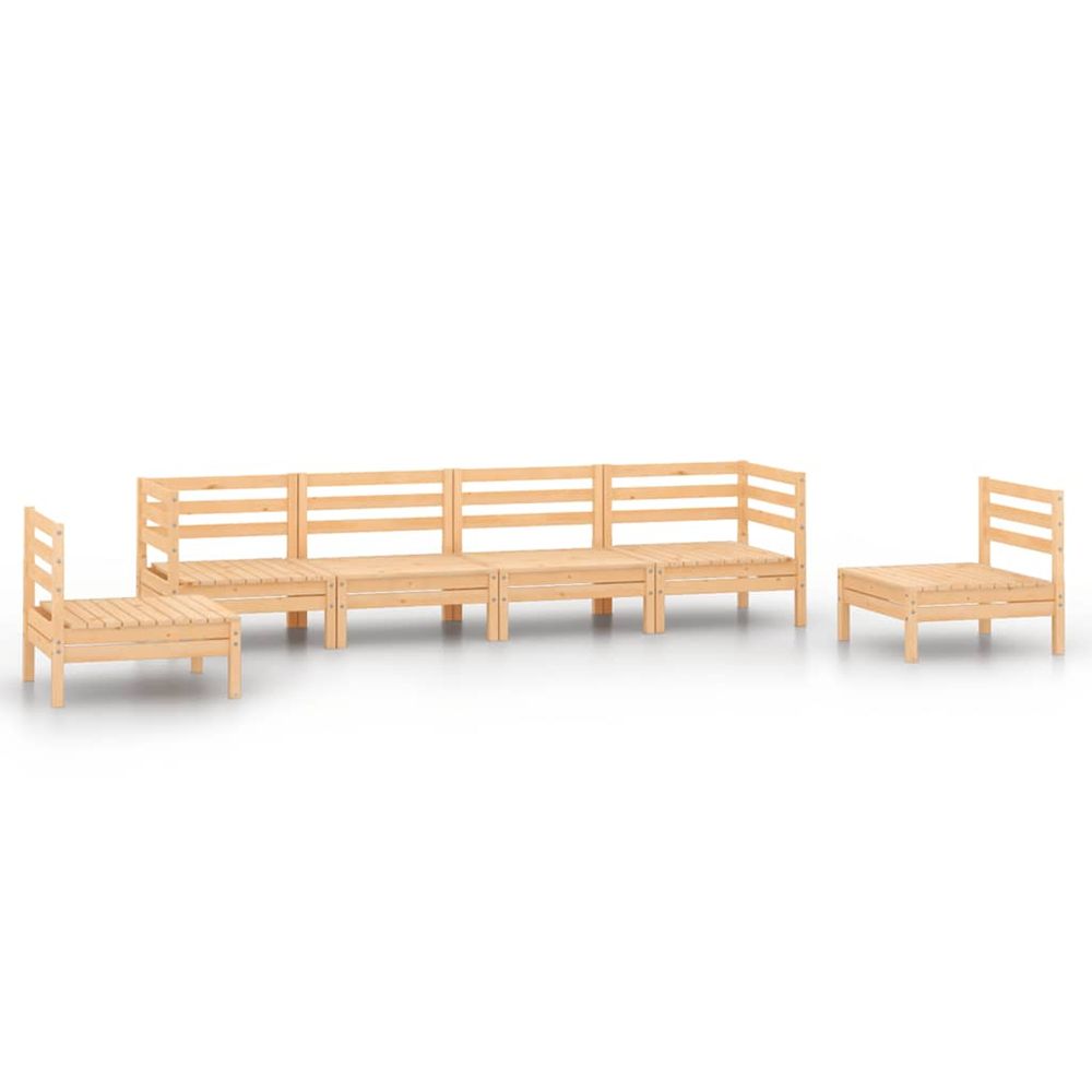Salon de jardin 6 pcs bois de pin massif