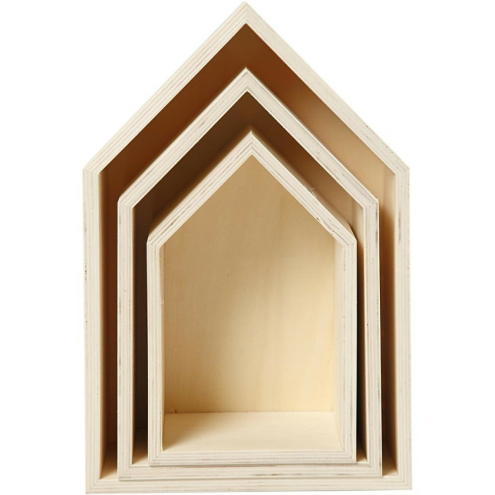 Creativ company - wooden houses with hanging hook, 3pcs. 55920