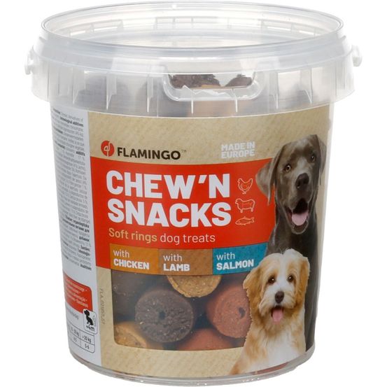 Friandises mix d'anneaux poulet, agneau et saumon 450 g pour chien