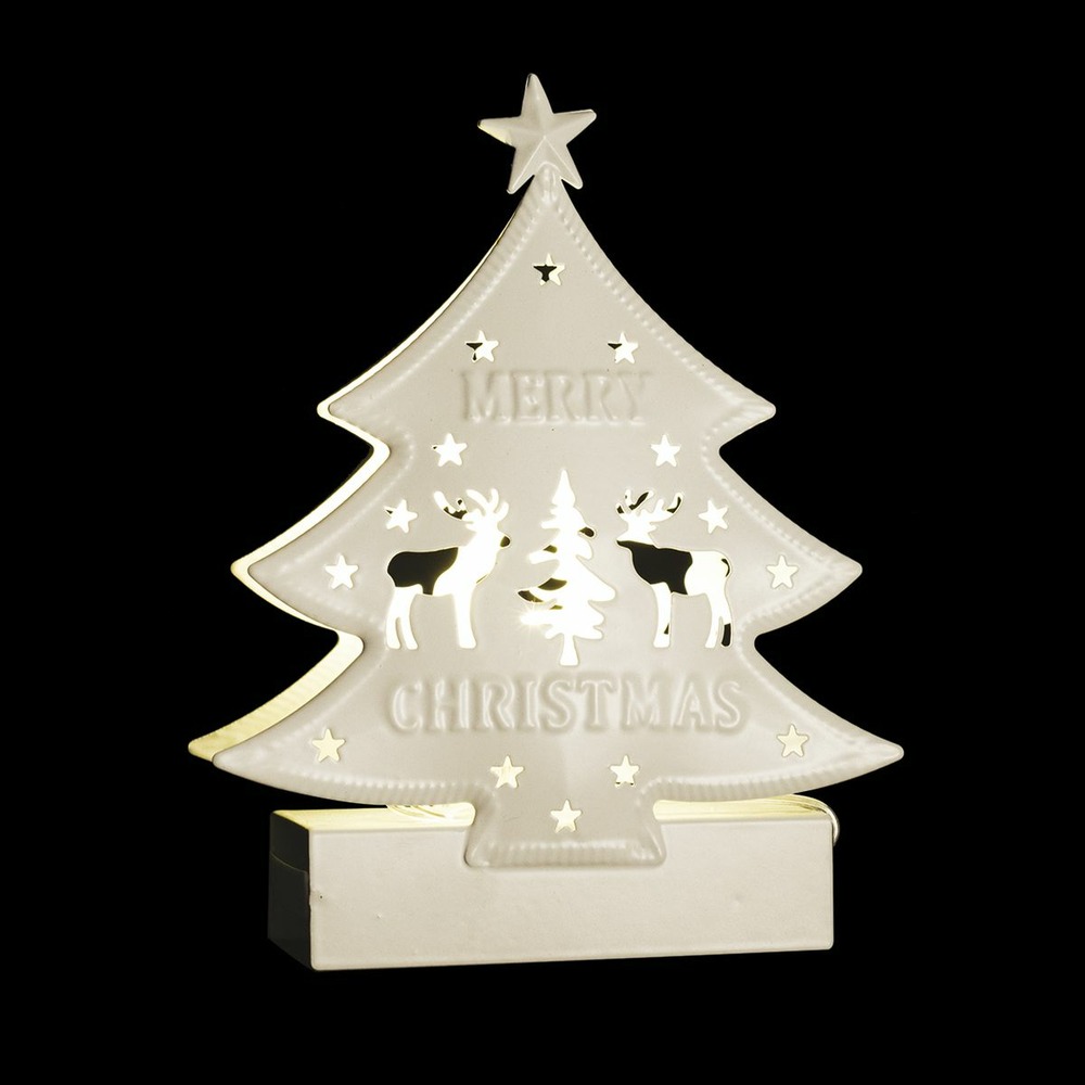Sujet de noël lumineux sapin en métal led blanc chaud h 14.5 cm