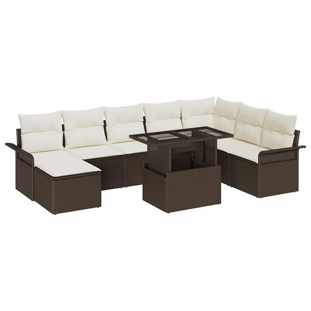 Ensemble de canapé de jardin 9 pc marron et crème