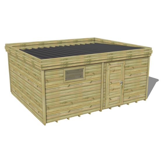 Abri de jardin bois pin traité autoclave 27mm - 5,195x4,34m / 23m2 - bac acier - plancher bois