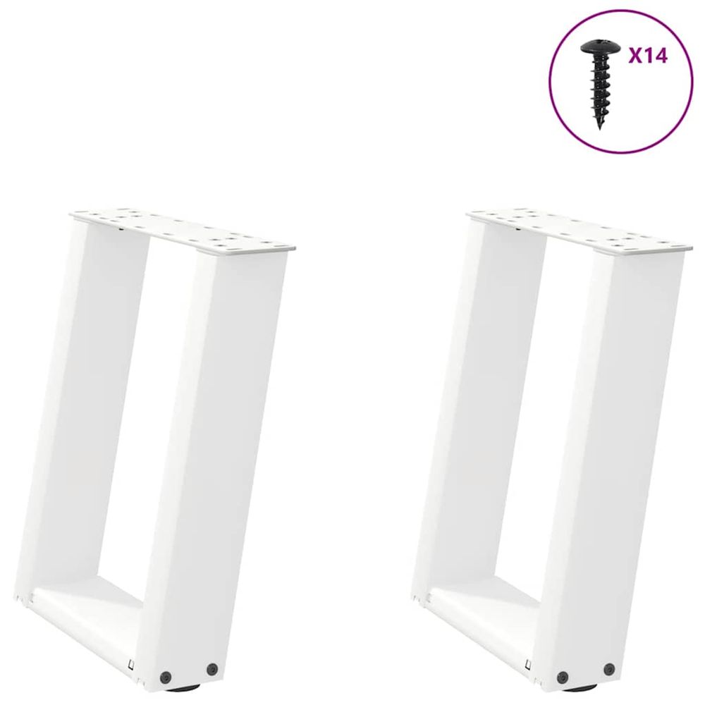Pieds de table basse en u 2 pièces blanc 38 x (42-43) cm acier
