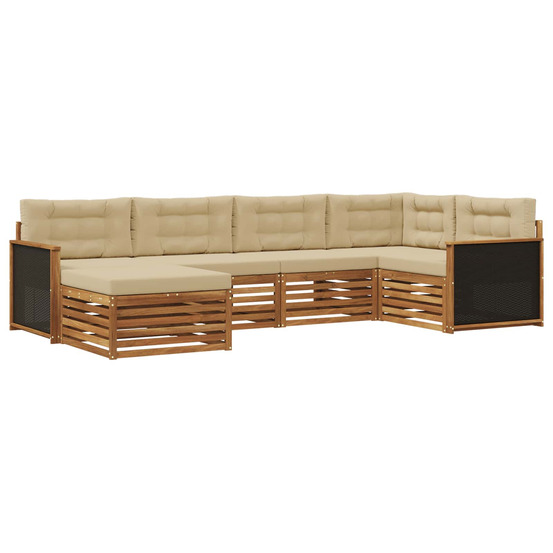 Ensemble de canapés d'extérieur 6 pcs naturel et beige