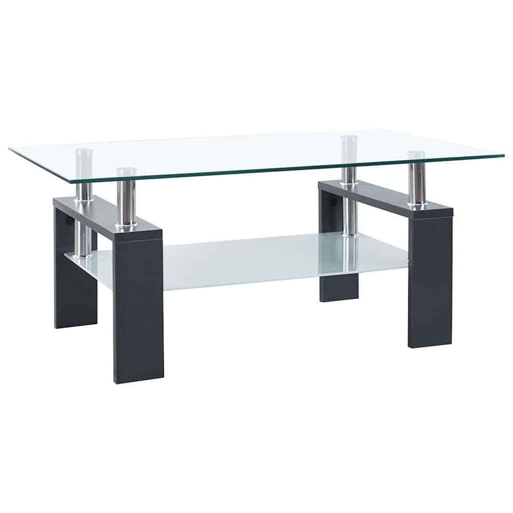 Table basse gris et transparent 95x55x40 cm verre trempé