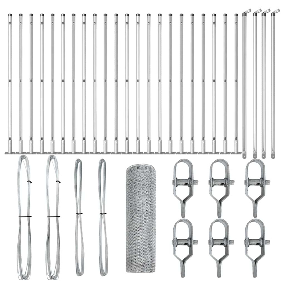 Poteau de clôture. Argenté 50 x 0,5 m (maille de 13 mm) acier