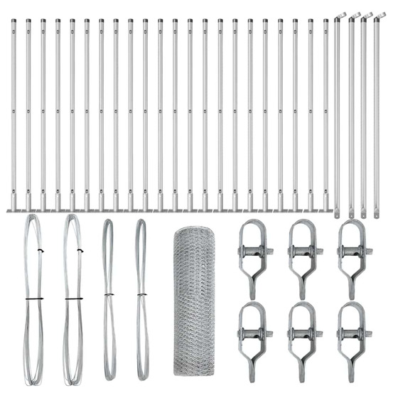 Clôture avec poteaux argent 0.5 x 50 m acier recouvert de pvc