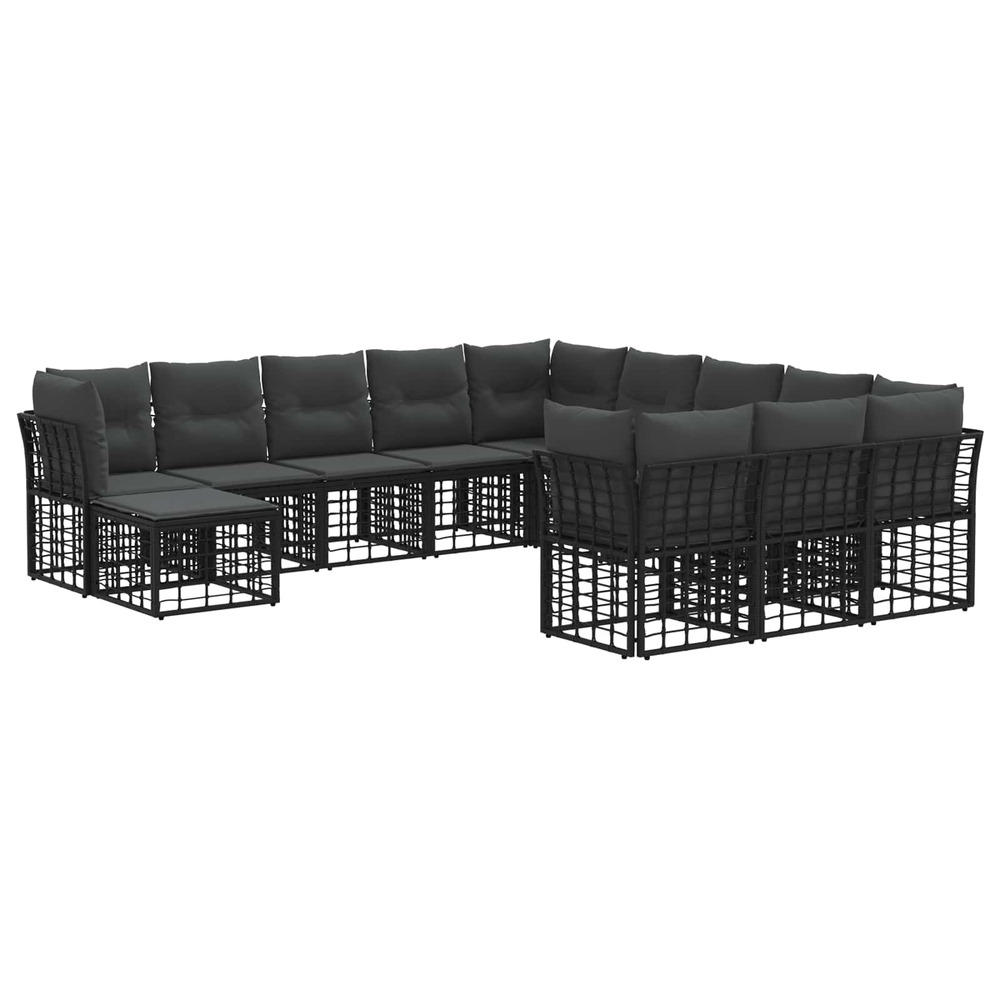 Ensemble de canapés d'extérieur 12 pcs noir et gris foncé