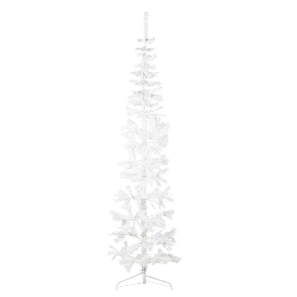 Demi sapin de noël mural pvc gain de place pour fête blanc 210 cm