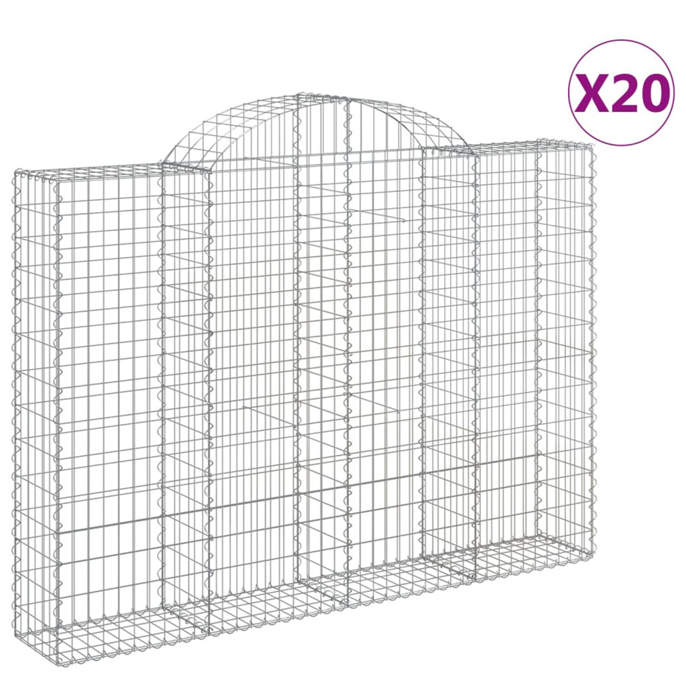 Paniers à gabions arqués 20 pcs 200x30x140/160 cm fer galvanisé