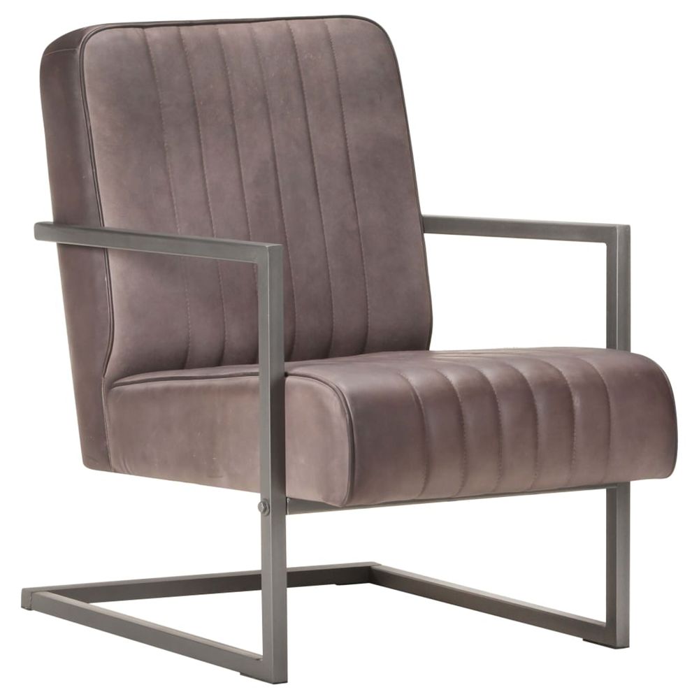 Chaise de canapé cantilever marron délavé cuir véritable