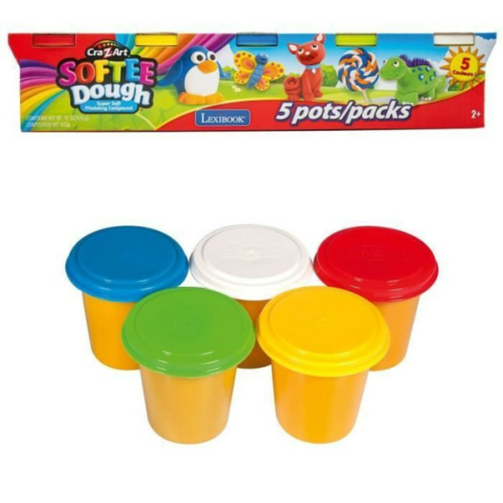 Lexibook - coffret de 5 pâtes a modeler softee : couleurs classiques