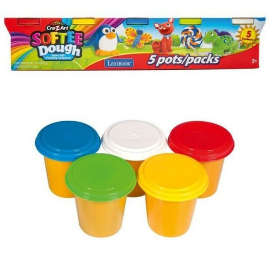Lexibook - coffret de 5 pâtes a modeler softee : couleurs classiques