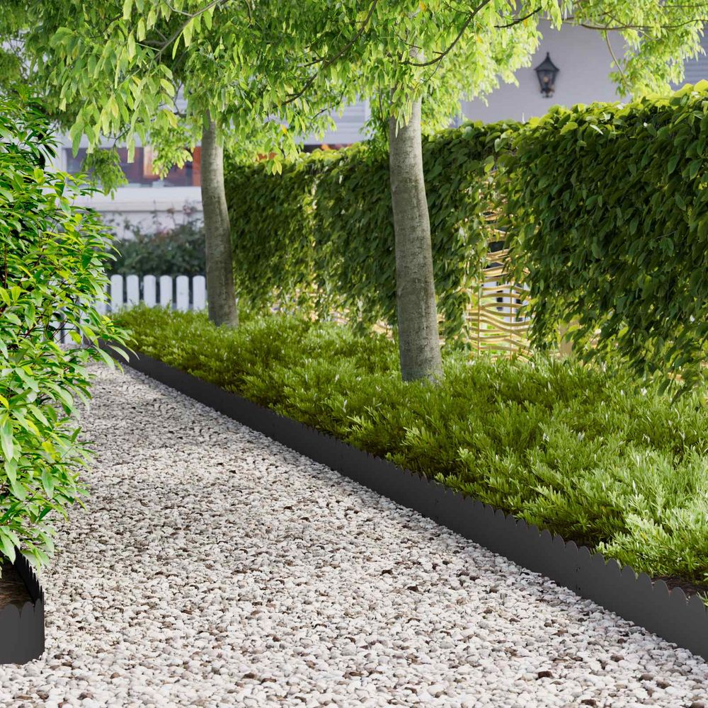 Bordure de pelouse acier pour jardin et cour délimitation modulable 30 pcs 103x20cm noir